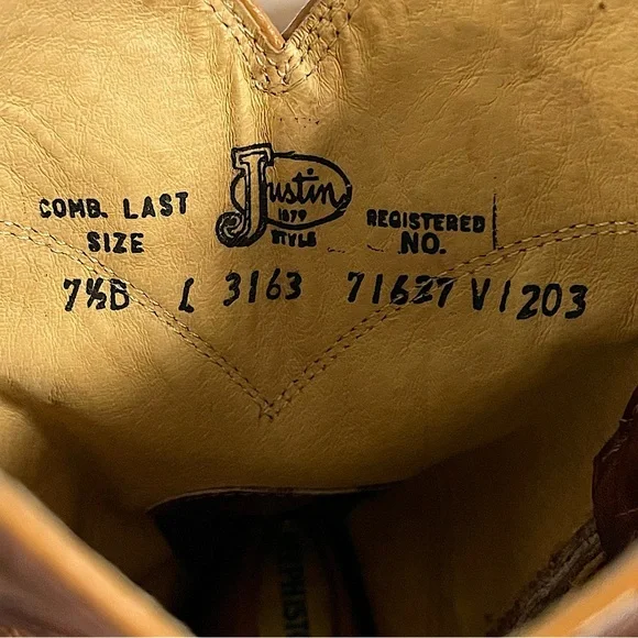 Justin Chestnut Marbled Deerlite Ladies Roper Western Boots Size 7.5B - Picture 13 of 13